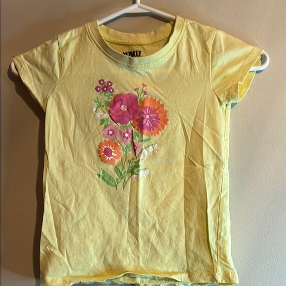 Yellow Short Sleeve Tee with Floral Design - Picture 1 of 5